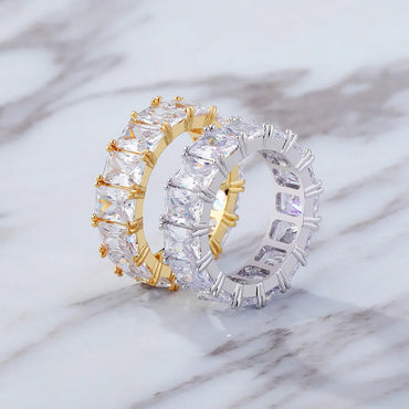 Rainbow Square Zirconia Hip Hop Ring | Multi-Color Iced Out Band | Caratix