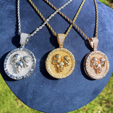 Men's Hardcore Hip Hop Necklace | Premium Copper CZ Skeleton Jewelry - CaratixJewelry