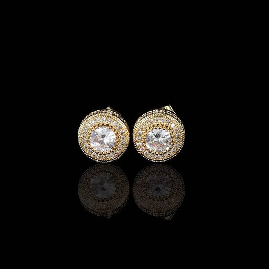 Round Full Zircon Stud Earrings with 925 Silver Pin for Men | High-End Hip Hop Jewelry | Caratix Jewelry - CaratixJewelry