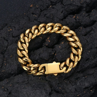 Cuban Link Bracelet with Spring Clasp for Men | Caratix Jewelry - CaratixJewelry