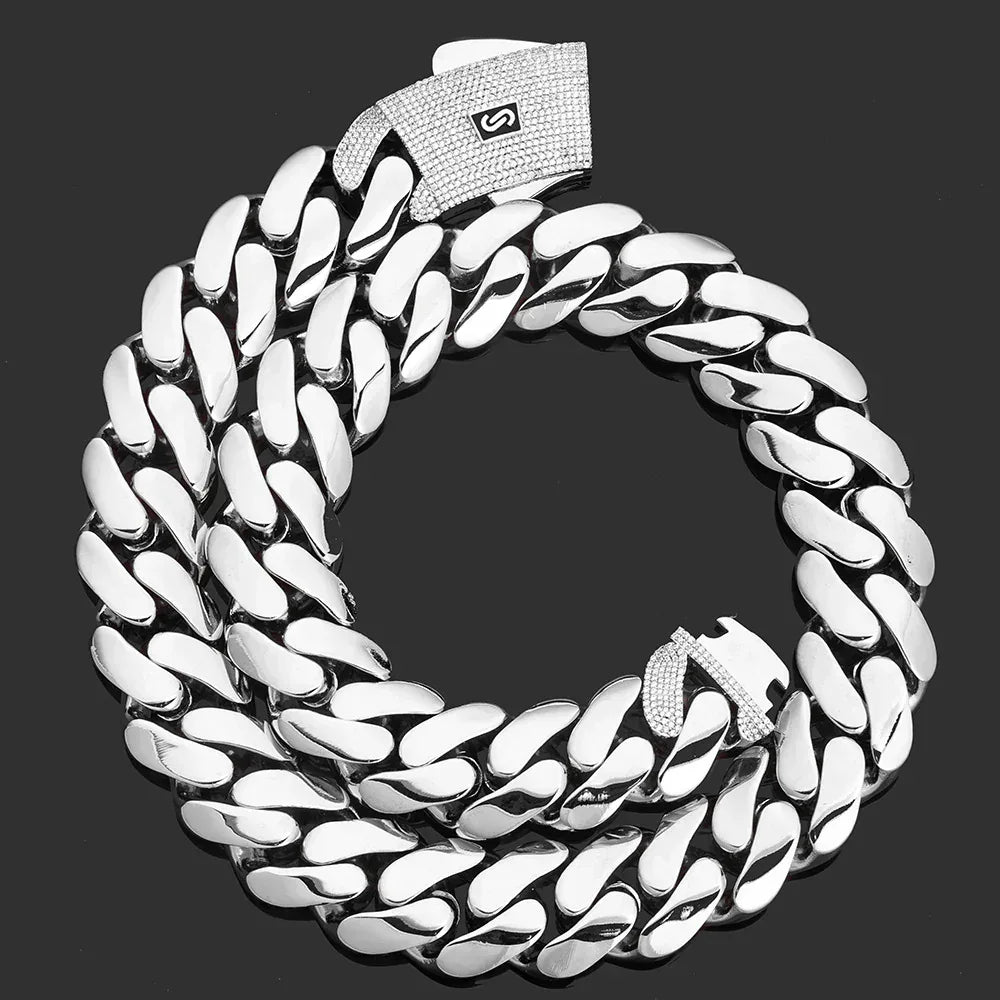 Polished Cuban Chain Necklace 14K Gold Tone Hip Hop Jewelry for Men | Caratix Jewelry - CaratixJewelry