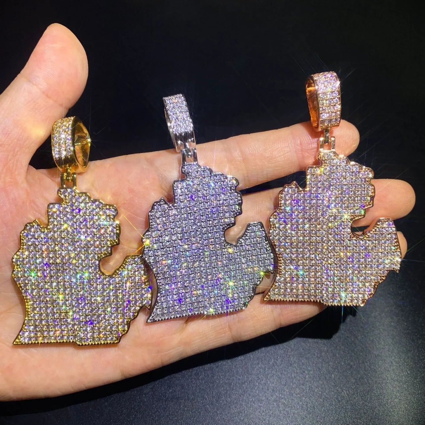 Iced Out North America Map Pendant Necklace – Hip Hop CZ Copper Jewelry - CaratixJewelry