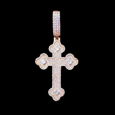 Iced Out "Cloud Cross" Pendant | Men's Real Copper CZ Necklace - CaratixJewelry