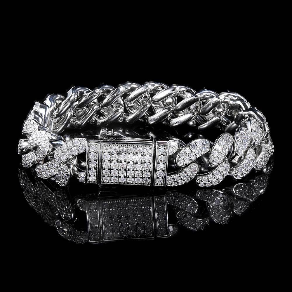 12mm Double Row Zircon Cuban Chain Bracelet - CaratixJewelry