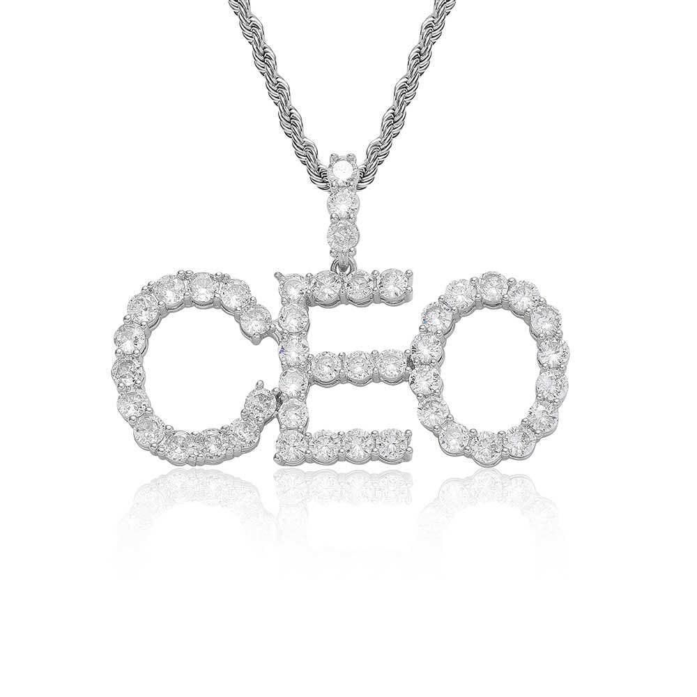 Letter Combination Pendant Necklace with Single Row Zircon Stones for Men | Caratix Jewelry - CaratixJewelry