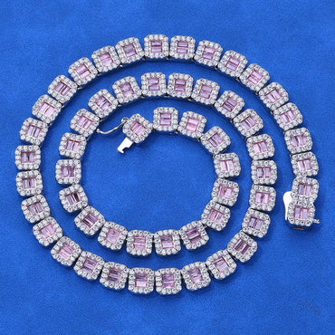 Custom 8mm Pink Baguette Mixed-Cut Tennis Chain Hip Hop Bling | Caratix - CaratixJewelry