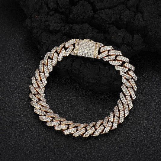 -Pattern Cuban Link Bracelet with Flip Clasp Zircon - CaratixJewelry