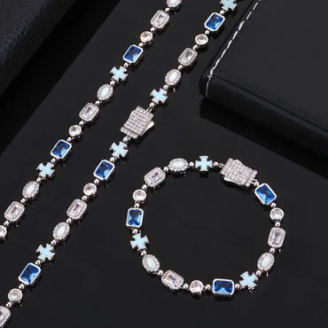 6mm Enamel Cross Opal Gemstone Bracelet Luxury Jewelry for Men & Women | Caratix Jewelry - CaratixJewelry