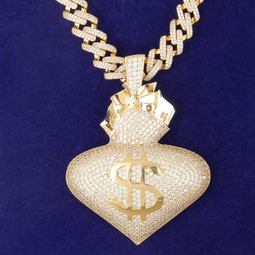 Men's Large Love Necklace | Premium Copper CZ Big Statement Jewelry Caratix - CaratixJewelry