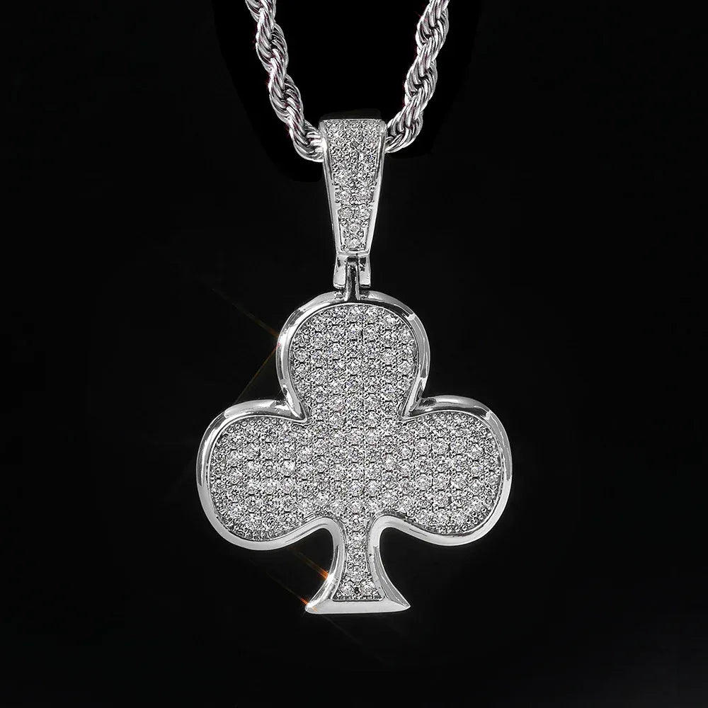 Iced Out Plum Blossom Pendant Necklace Zircon Gold Chain Rapper Style | Caratix Jewelry - CaratixJewelry