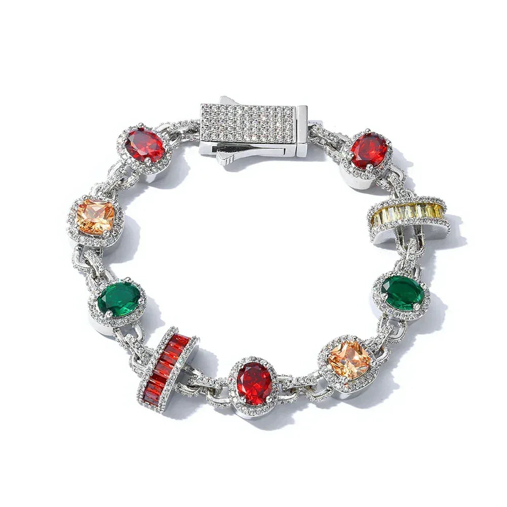 Custom Colored Gemstone Bracelet for Men | High-End Hip Hop Jewelry – Caratix Jewelry - CaratixJewelry