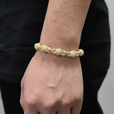 10.5mm Iced Out Zircon Bubble Bead Chain Bracelet for Men | Caratix Jewelry - CaratixJewelry