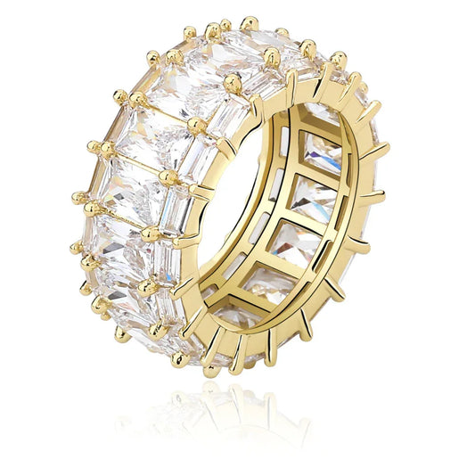 Rectangular Pave Zirconia Ring | Luxury Geometric Band | Caratix