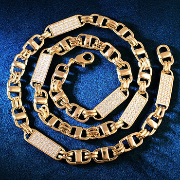 8mm Square Cuban Chain Necklace with Copper & Zircon | Multiple Sizes Hip Hop Jewelry | Caratix Jewelry - CaratixJewelry