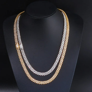 8mm Double-Row Moissanite Cuban Link Chain – S925 Sterling Silver Iced-Out Luxury Hip Hop Men’s Statement Necklace - CaratixJewelry