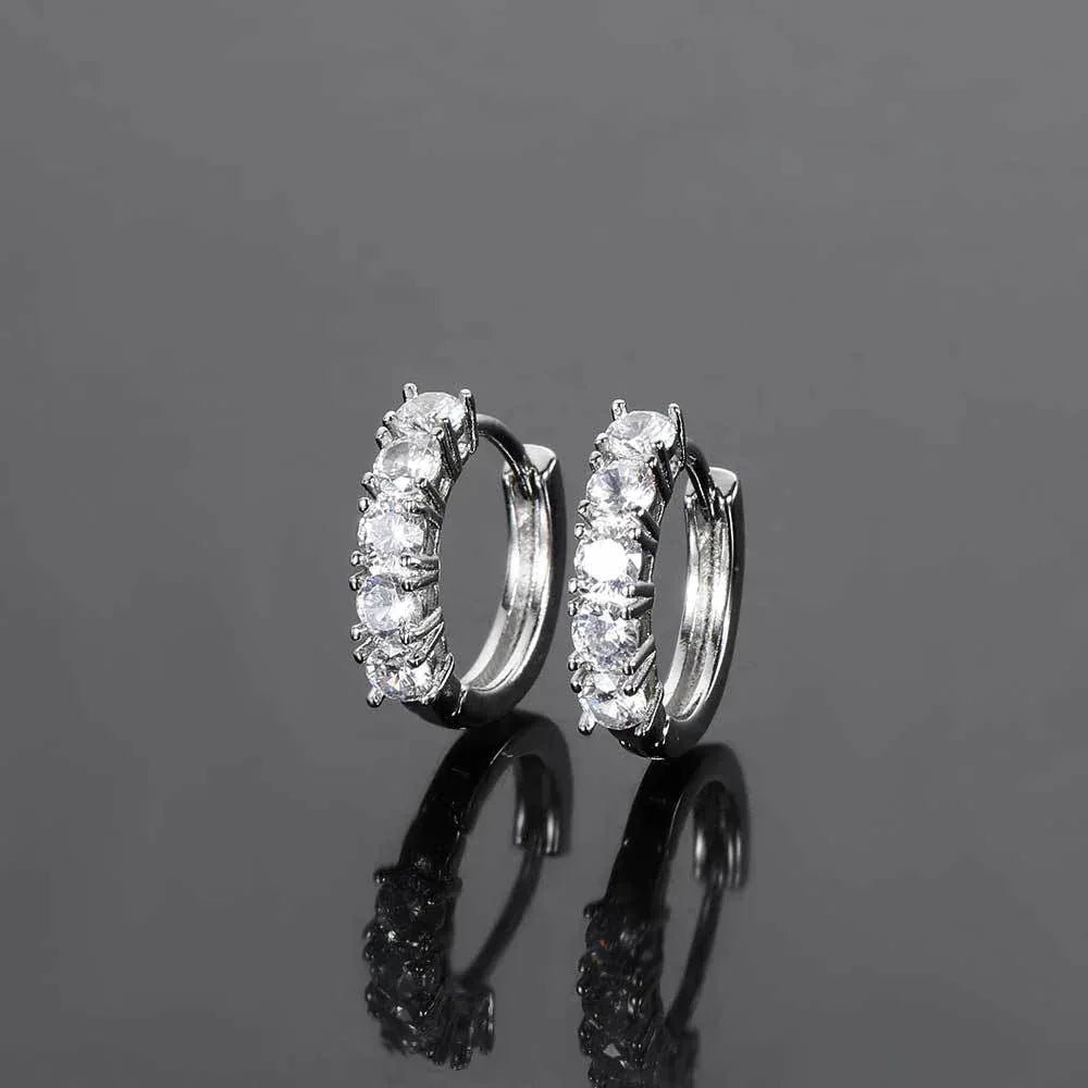 Five-Stone Micro-Pave Zircon Earrings with 18K Gold Plating for Men | Trendy Hip Hop Jewelry | Caratix Jewelry - CaratixJewelry
