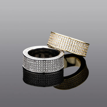 Five-Row Iced Out Band | Unisex Cold Aesthetic Micro-Pave Ring | Caratix