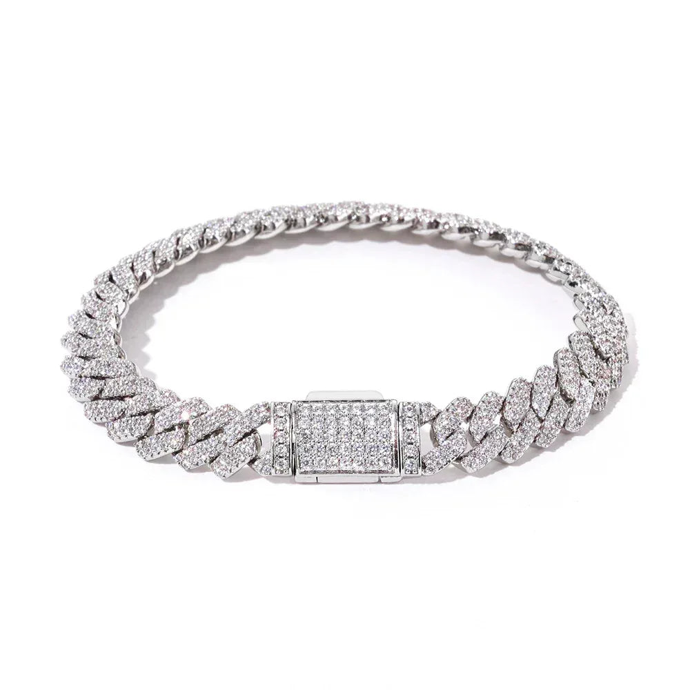 Custom 8mm Rhombus Double-Row Cuban Bracelet - CaratixJewelry