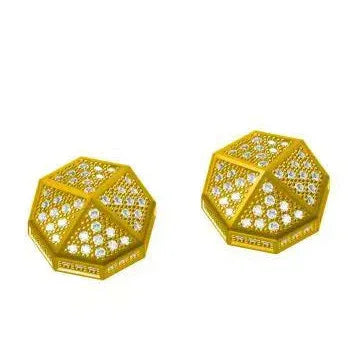 Roof Top Octagon Stud Earrings with Zircon | Creative & Trendy Hip Hop Jewelry | Caratix Jewelry - CaratixJewelry