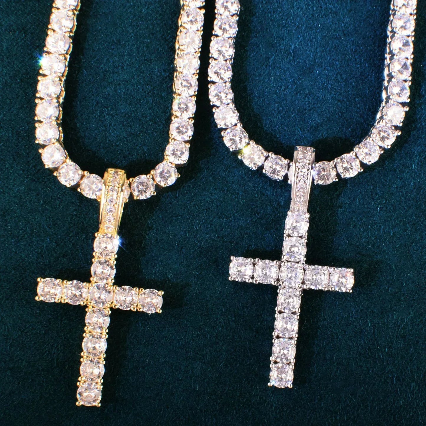 Claw-Set CZ Cross Pendant | Rock Nightclub Men’s Necklace - CaratixJewelry