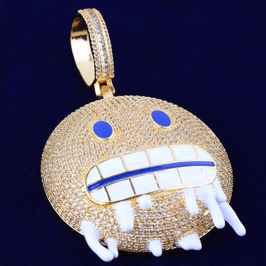 Men's "Mean Mug" Emoji Necklace | Funny & Aggressive Hip Hop Jewelry - CaratixJewelry