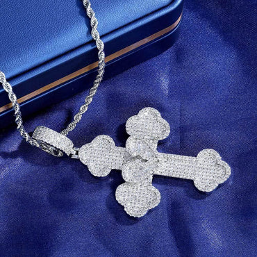 Broken Heart Cross S925 Silver Moissanite Rapper Chain Necklace | Caratix Jewelry - CaratixJewelry