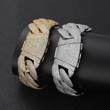 24mm Bubble Cuban Link Bracelet Iced-Out Zircon Hip Hop Jewelry - CaratixJewelry