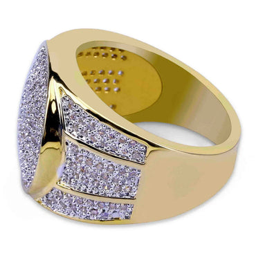 Men's Oval Iced Out Business Ring | Luxury Pave Zirconia Band | Caratix