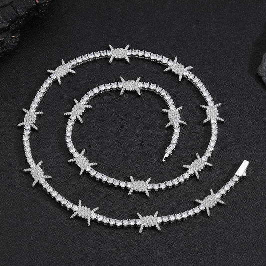 Thorn Tennis Chain Zircon Necklace with Spring Clasp for Men & Women | Caratix Jewelry - CaratixJewelry