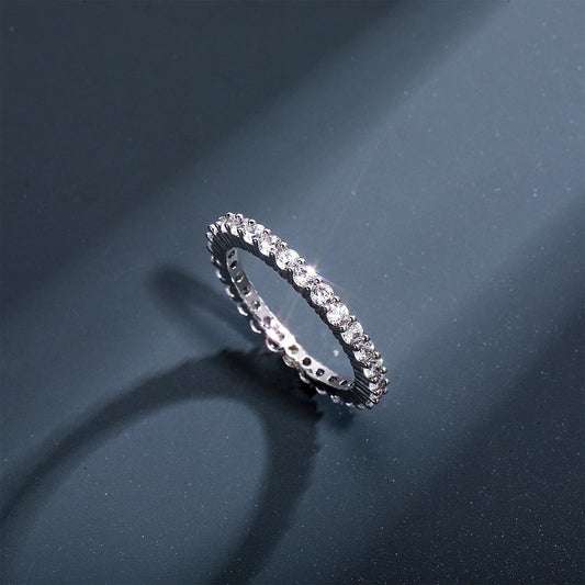 Minimalist Micro-Pave Round Ring - Stackable Zirconia Band | Caratix