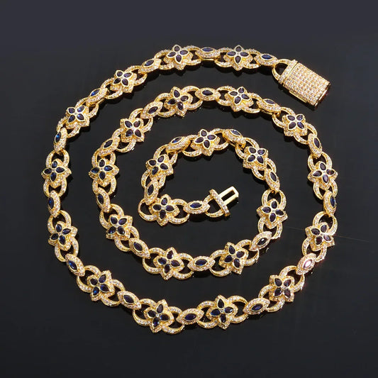 Men's Iced Out Evil Eye Infinity 8 Clover Chain | Flip Clasp Gold Chain Rapper Necklace | Custom Gemstone Bling | Caratix - CaratixJewelry