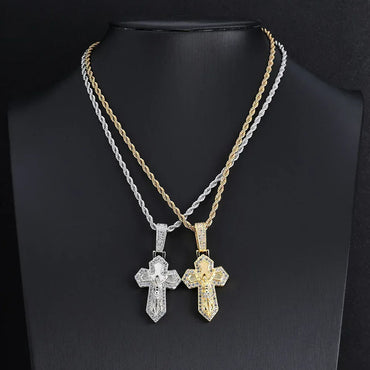 Custom Retro Cross Pendant S925 Silver Iced Out Chain for Rapper - CaratixJewelry