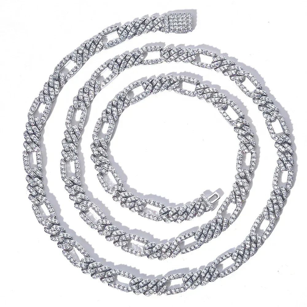 Custom 7mm 3-to-1 Iced Cuban Chain | Figaro Style - CaratixJewelry