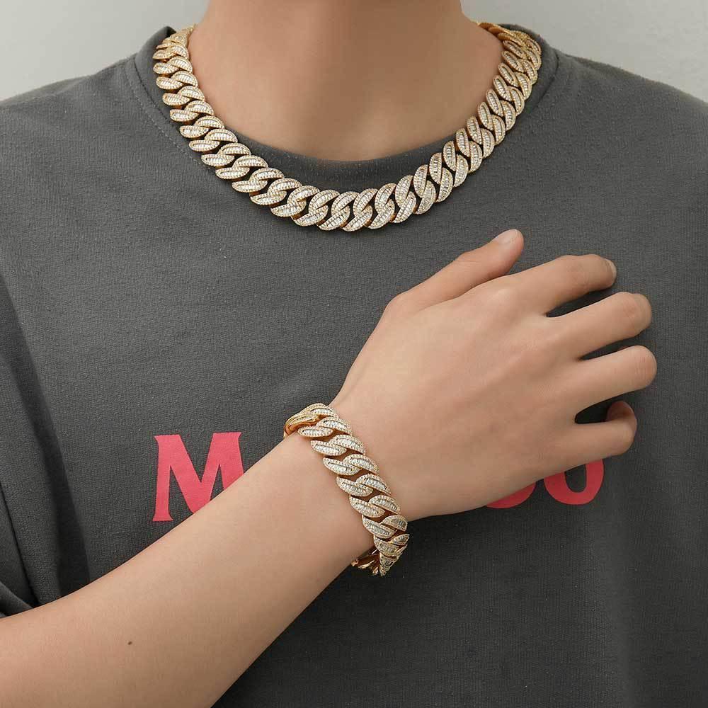 Custom Baguette Mixed-Cut Cuban Link Miami Clasp - CaratixJewelry