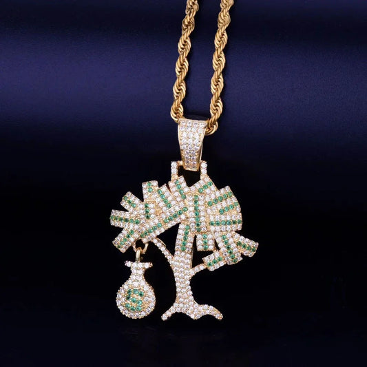 Men's Wealth Symbol Necklace | Premium Copper CZ Prosperity Jewelry - CaratixJewelry