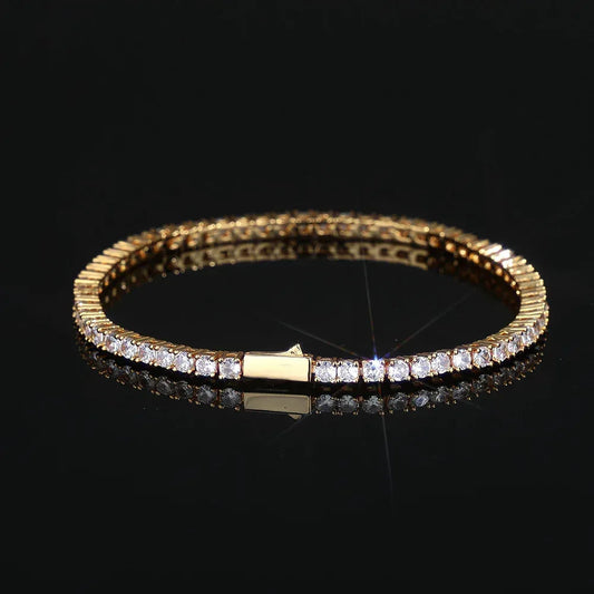 Single Row Zircon Tennis Chain Bracelet with Spring Clasp for Men | Caratix Jewelry - CaratixJewelry