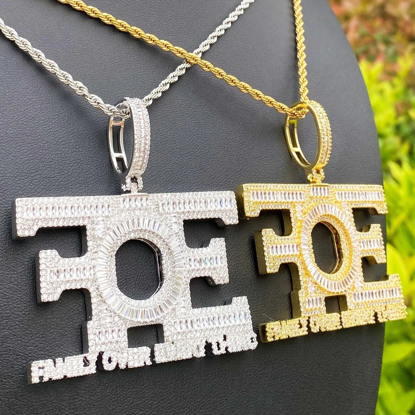 New Iced Out "FOE" Pendant | Women's "Family Over Everything" Necklace - CaratixJewelry