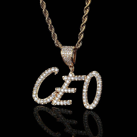 DIY Calligraphy Letter and Number Pendant Necklace with Micro-Pave Zircon for Men and Women | Caratix Jewelry - CaratixJewelry