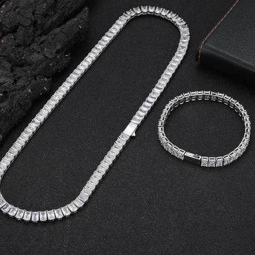 6mm Rectangular Moissanite Tennis Chain Necklace for Women – S925 Sterling Silver Luxury Hip Hop Jewelry - CaratixJewelry