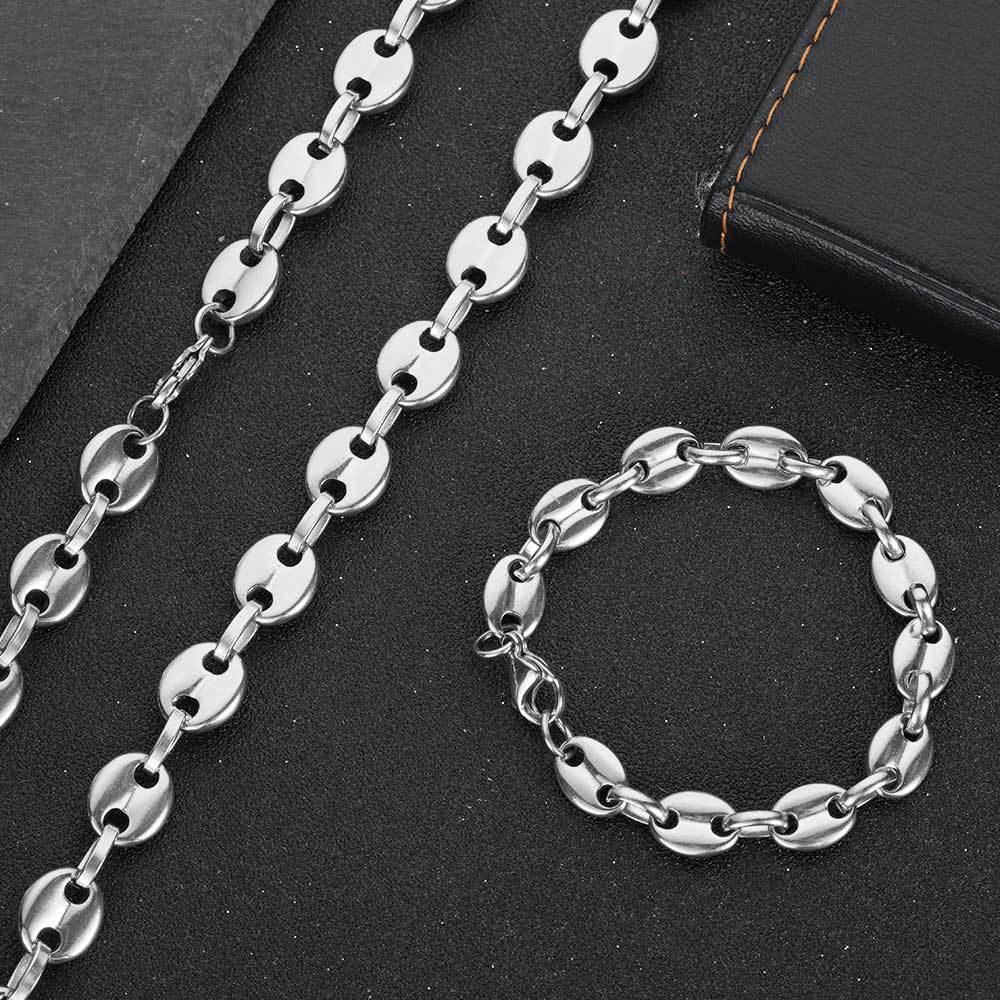 8mm Pig Nose Link Stainless Steel Bracelet with Vacuum Plating for Men | Caratix Jewelry - CaratixJewelry