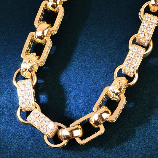 14mm Iced Out Box Chain Necklace for Men - CaratixJewelry