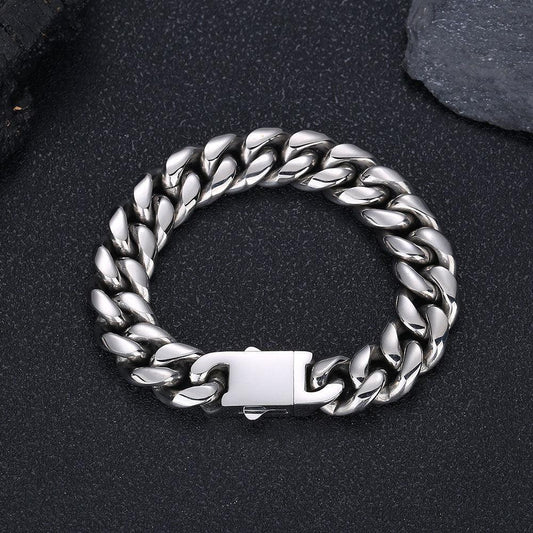 Cuban Link Bracelet with Spring Clasp for Men | Caratix Jewelry - CaratixJewelry