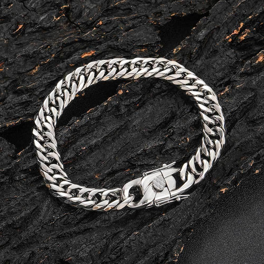 7mm & 9mm Double Weave Cuban Chain Bracelet - CaratixJewelry