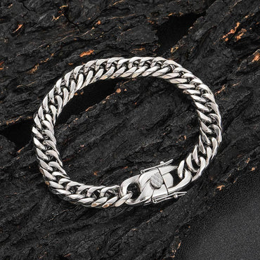 7mm & 9mm Double Weave Cuban Chain Bracelet - CaratixJewelry