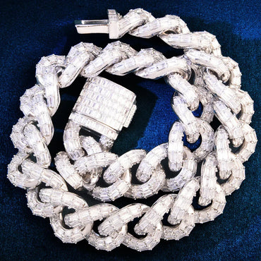 21mm Iced Out Step Cut Cuban Chain Necklace with Copper & Zircon - CaratixJewelry