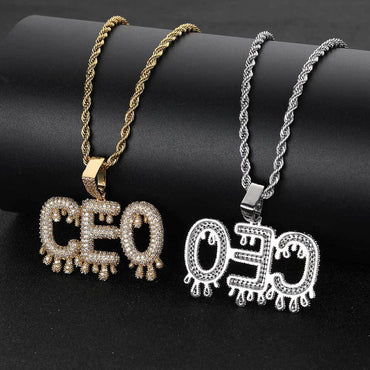 Drop-Shaped Letter and Number Pendant Necklace for Men | DIY Customizable Hip Hop Jewelry | Caratix Jewelry - CaratixJewelry