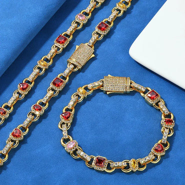 10mm Colorful Gemstone Bracelet Luxury Hip Hop Jewelry for Men | Caratix Jewelry - CaratixJewelry