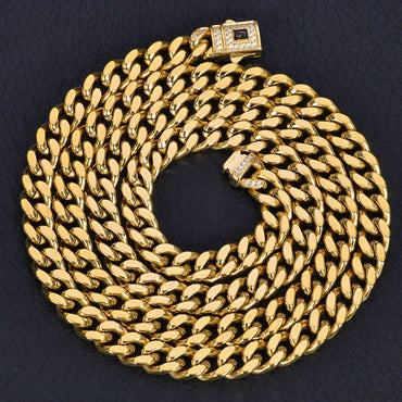Custom 14K Gold 4-Sided -Cut Cuban Chain | Stainless Steel Rapper Iced Out Chain | Caratix - CaratixJewelry