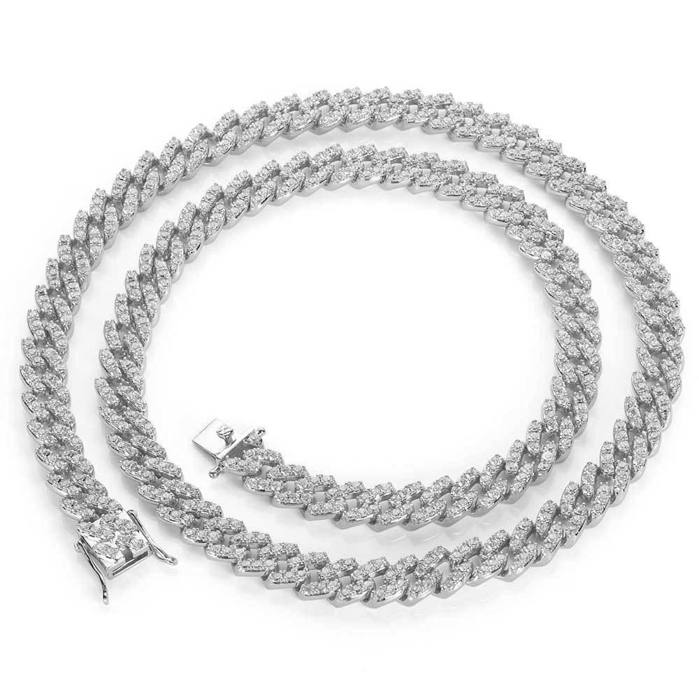 9mm Single Row Cuban Chain Zircon Bling Jewelry Necklace - CaratixJewelry