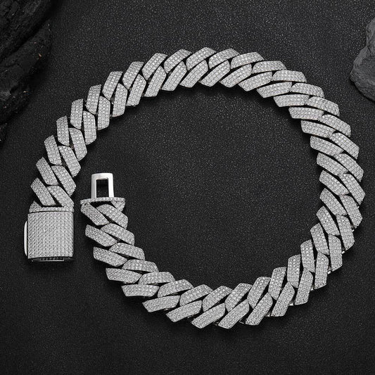 25mm 3-Row Full Zircon Iced Out Cuban Chain Necklace - CaratixJewelry